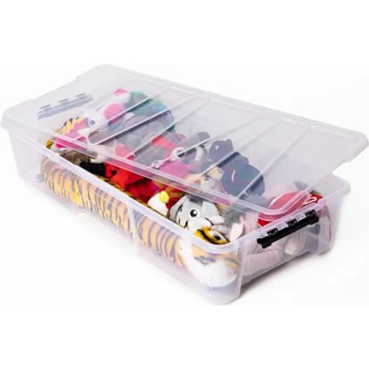 ONDIS24 Aufbewahrungsbox Unterbettbox Jolly Rollbox mit Deckel 25/35L Spielzeugkiste (3 St), transparent, stapel,- und nestbar – Bild 3