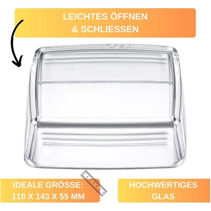 Thiru Butterdose Glas - mit speziellem Deckel-Relief für sicheres Greifen, Glas, (2-tlg) – Bild 2