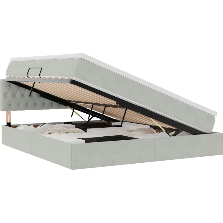 vidaXL Aufbewahrungsbett mit Kopfteil Hellgrau 160 x 200 cm Samt 3370827 – Bild 2