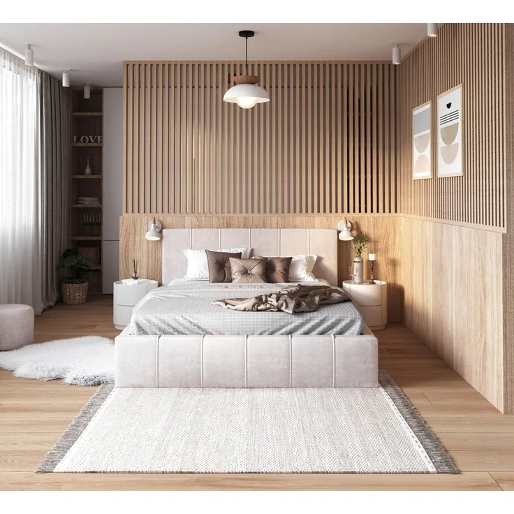 FDM Polsterbett Bettrahmen Bettgestell 90x200, 120x200, 140x200, 160x200, 180x200cm (mit hochwertigem Velour Bezug Trinity, mit großen gepolsterten Kopfteil), Mettelrahmen mit hydraulischer Klappfunktion für mehr Stauraum