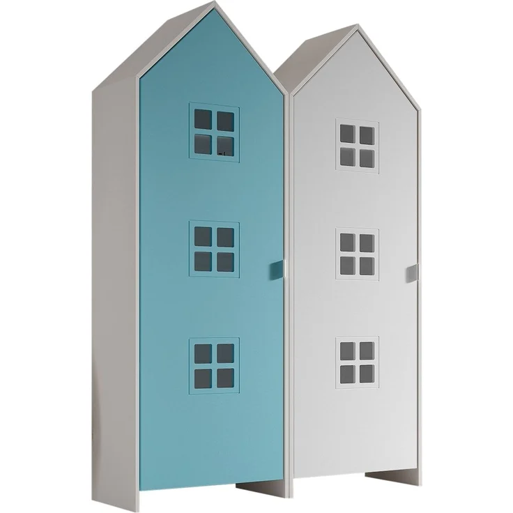 Kleiderschrank >CASAMI BRUGES< in Korpus Weiß / Front Blau u. Weiß, MDF – Bild 2