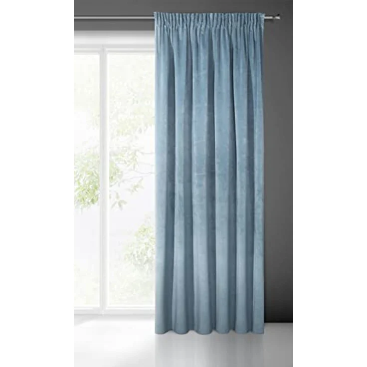 Eurofirany 'VILLA' Vorhang, Samtvorhänge, Velours Blickdicht, Blau, KRÄUSELBAND, H270 x B140 cm (1er Pack) – Bild 2