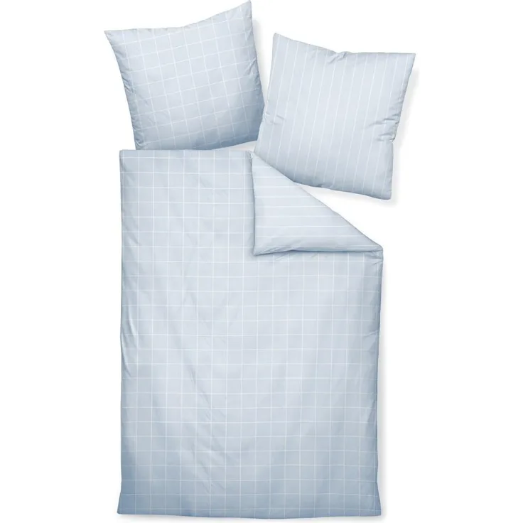 Janine Mako Satin 1 teilig Kissenhülle Kopfkissenbezug 80x80 cm Modernclassic 39025-32 perlblau