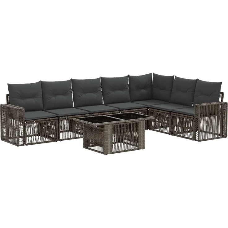 vidaXL Gartensofa-set 8 stk. Grau und Dunkelgrau Poly-Rattan 3436796 – Bild 2