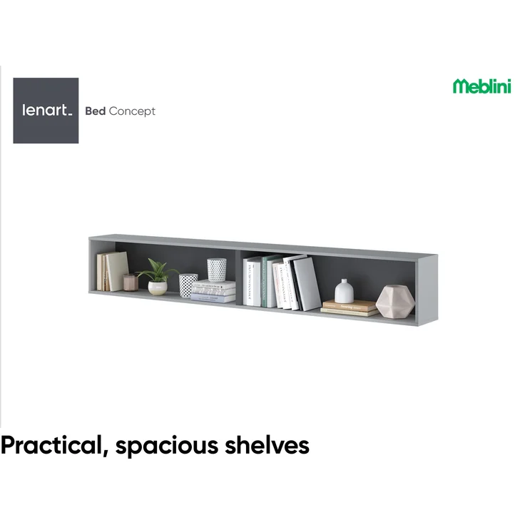 MEBLINI Hängeschrank für Horizontal Schrankbett Bed Concept - Wandschrank mit Regalen - BC-30 - Grau/Graphit – Bild 4
