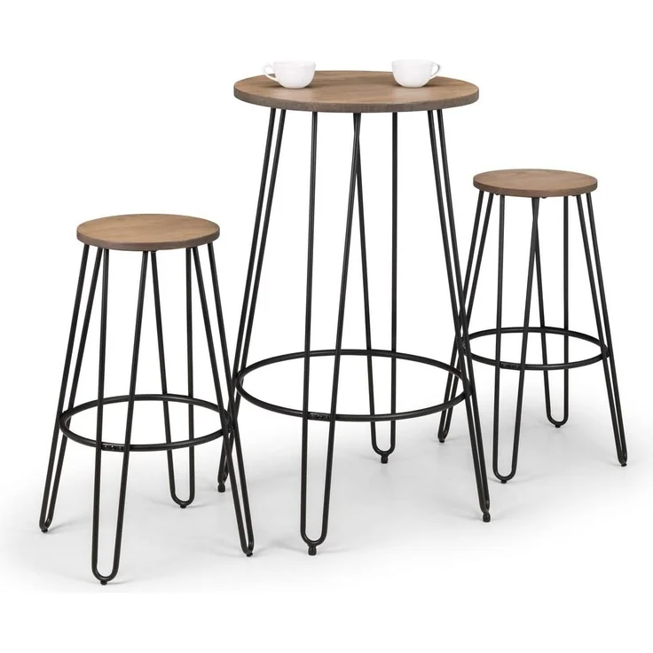 Julian Bowen Dalston Barhocker, 2er-Set, Ulmenholz, Mokka/Schwarz – Bild 4