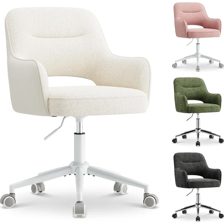 MALOL Drehstuhl Bürostuhl höhenverstellbar, Schreibtischstuhl mit Rollen, Bürostuhl Ergonomisch mit Armlehnen, 360° drehbar, Office Chair Design für Büro, Homeoffice, Wohnzimmer, Weiß