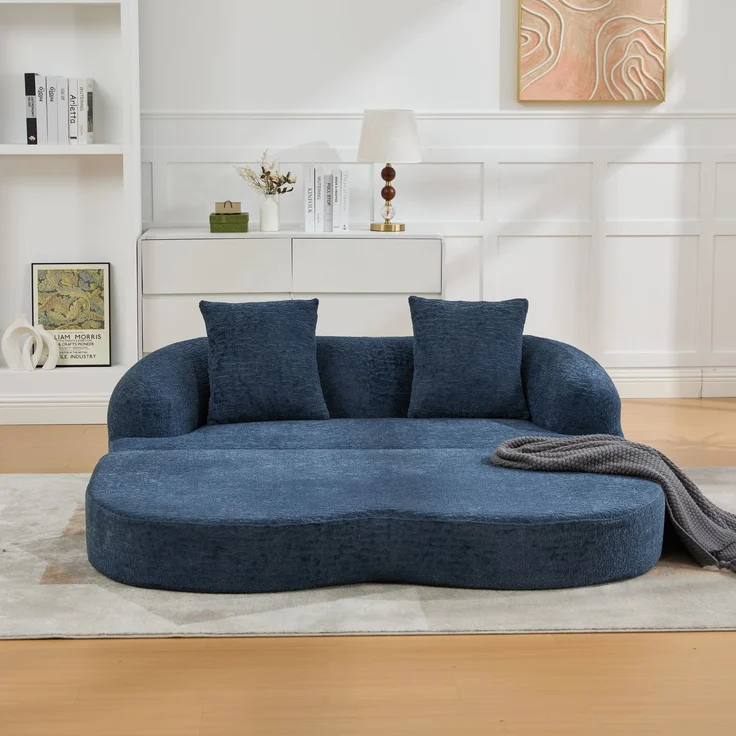 ZUBALIYA Schlafsofa 84x65 cm, mit LED - Beleuchtung, mit Chenille - Bezug, modular aufgebaut, mit Schaumstoffpolsterung, Blau – Bild 12
