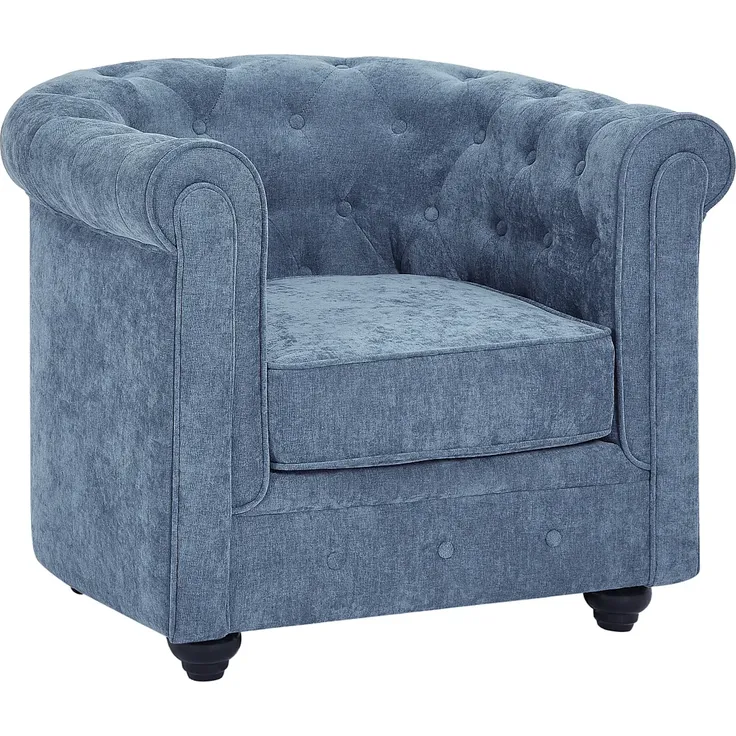 Vente-unique - CHESTERFIELD Sessel Stoff Blau - B 78 cm x H 72 cm x L 82 cm – Bild 3