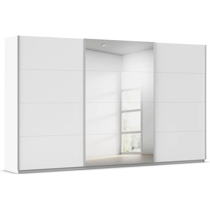 Rauch Möbel Kulmbach, Kleiderschrank mit Schwebetüren für Schlafzimmer, Kinderzimmer, Jugendzimmer, Garderobe, Flur, 3-türig, mit Spiegel, Zubehör Classic, Farbe Weiß, Breite 360 cm
