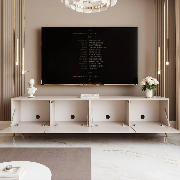 yourhouse24 Lowboard TV ANGEL 200 auf Füßen mit LED-Beleuchtung – Griffloses Design – Bild 4