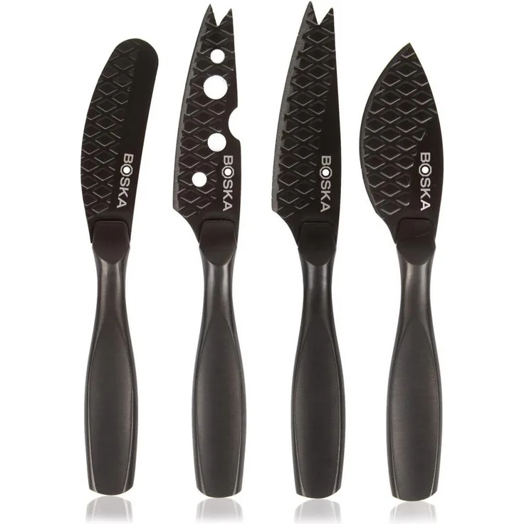 Boska Käsemesser-Set Mini Monaco+ Schwarz, Käsemesser, Käseschneider, Edelstahl, Schwarz, 16 cm, 307088