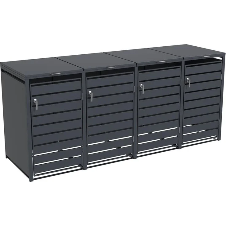 ESTEXO Mülltonnenbox mit 4 Türen, verzinkter Stahl anthrazit, 132 x 80 x 116 cm – Bild 11