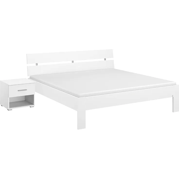 Rauch Möbel Ryba Bett Futonbett mit 1 Nachttisch in Weiß, Liegefläche 180x200 cm, Gesamtmaße BxHxT 232 x 88 x 215 cm