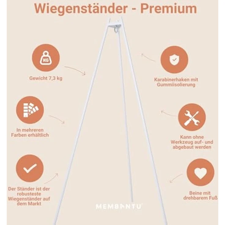 Membantu Premium Set inkl. Ständer und Federwiegenmotor LeeLoo02 Natur – Bild 4