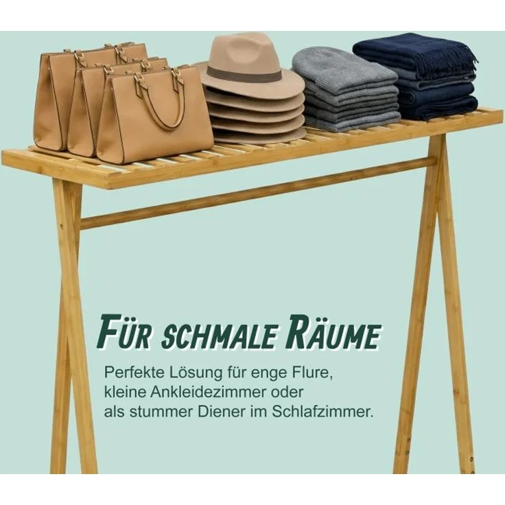 Relaxdays Kleiderständer Bambus 2 Ablagen – Bild 6