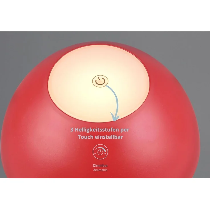 lightling LED Tischleuchte Robert, Touchfunktion, LED fest integriert, Warmweiß, 4 fach Touch, Akkubetrieb, USB-C, Outdoor geeignet, rot – Bild 2