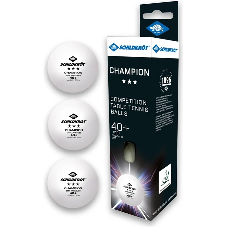 Tischtennisball 3-Stern Champion ITTF, Poly 40+ Qualität, 3 Stk. im Karton, Weiß – Bild 1