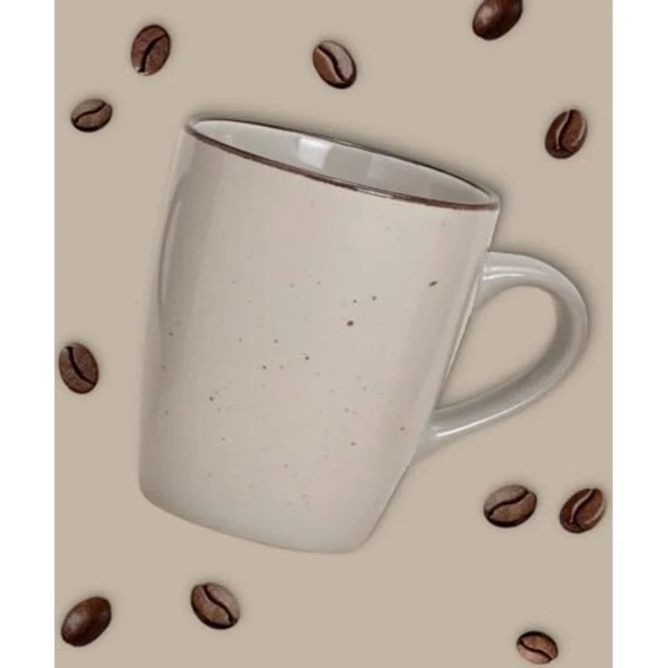 matches21 HOME & HOBBY Tasse Kaffeetassen 6er Set einfarbig modern Vintage Steingut-Stil, 6-tlg, Keramik, Tee Kaffee-Becher, alt-rosa beige cremefarben grau, 300 ml – Bild 3