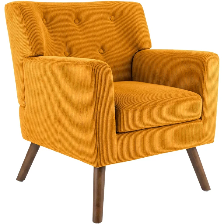 CLP Sessel Kioni mit Cordbezug und Gestell aus Kautschukholz bis 150 kg belastbar,orange – Bild 1
