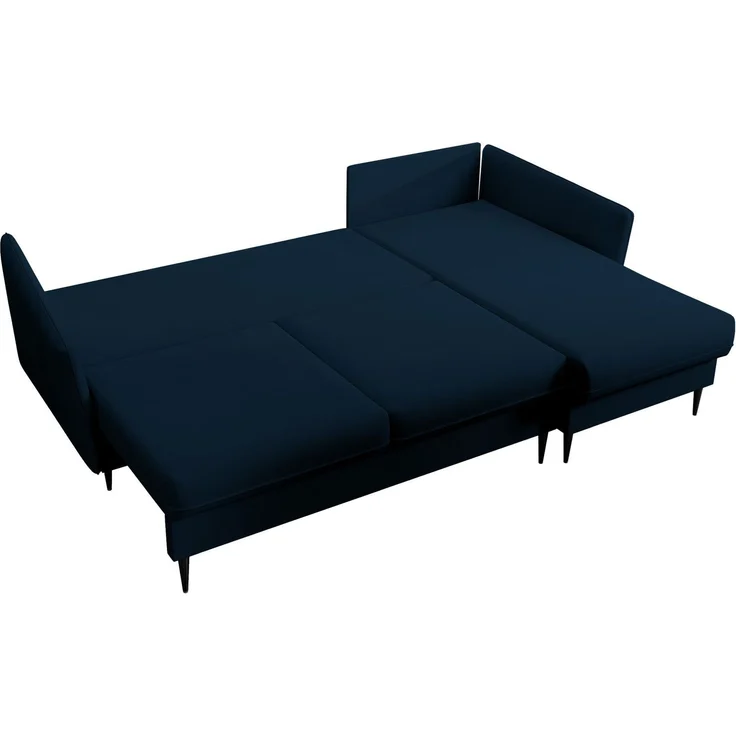 Selsey 'Volio' Ecksofa mit Schlaffunktion, Samt wasserabweisend, Schwarze Beine, Dunkelblau – Bild 4