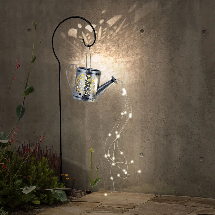 2er Set LED Solar-Steckleuchte, Gießkanne, silber, H 94 cm – Bild 5