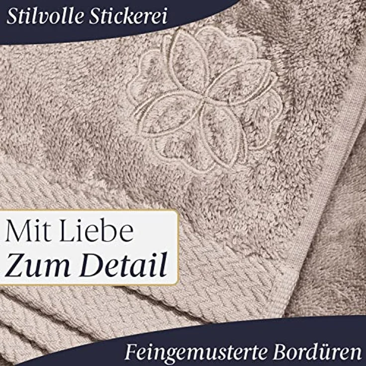 Liebenstein® Premium Handtuch Set, beige - 2 Duschtücher 70x140 cm und 2 Handtücher 50x100 cm, 100% Bio Baumwolle mit 550 g/m², außergewöhnlich weich und saugstark, nachhaltig produziert – Bild 3