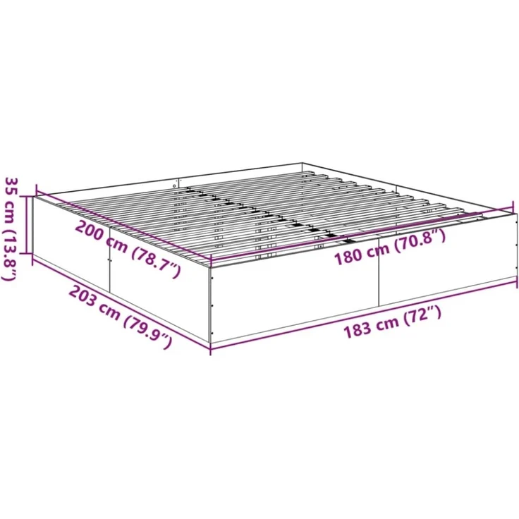vidaXL Bettgestell Räuchereiche 180x200 cm Holzwerkstoff 3280997 – Bild 6