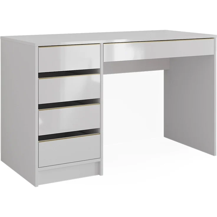 Schreibtisch Sherry Weiß Hochglanz 55 x 120 cm mit Schubladen Vicco – Bild 1