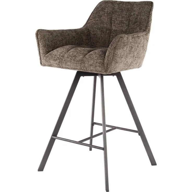 Barhocker Spinras 2er-Set, Webstoff mit Armlehne, modern drehbar, Taupe, gepolstert