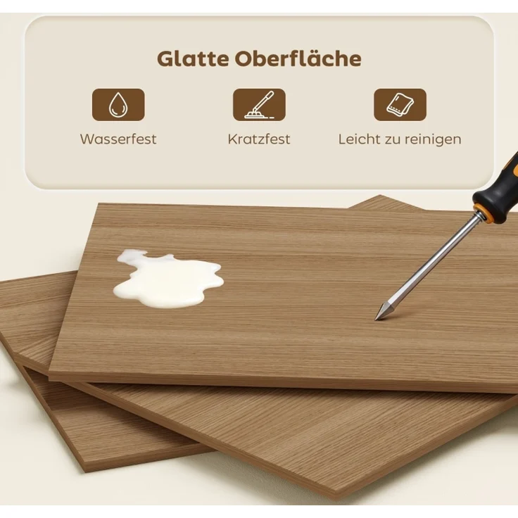 EINHOM Schreibtisch Klappbar Küchentisch mit 4 Regal Computertisch Arbeitstisch Laptoptisch 105 x 60 x 127 cm Naturholz – Bild 6