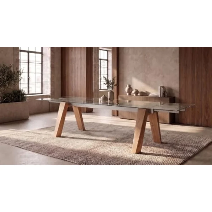 KAWOLA Ausziehtisch MOUNTY Esstisch Glas 200-300 cm x 100 cm 76 x 100 x 200 cm – Bild 5