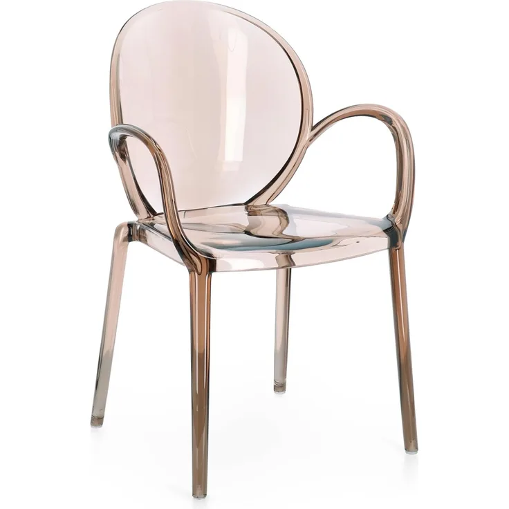 Gartenstuhl Allican 4er-Set aus Kunststoff, modern, mit Armlehne, stapelbar, coffee braun