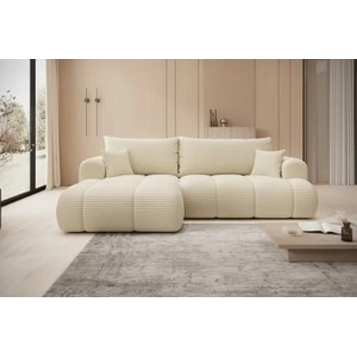 thematys Ecksofa TREVIO 260 x 165 cm, mit Schlaffunktion, mit Bettkasten, Champagner (Tilia 03), Ausrichtung links – Bild 7