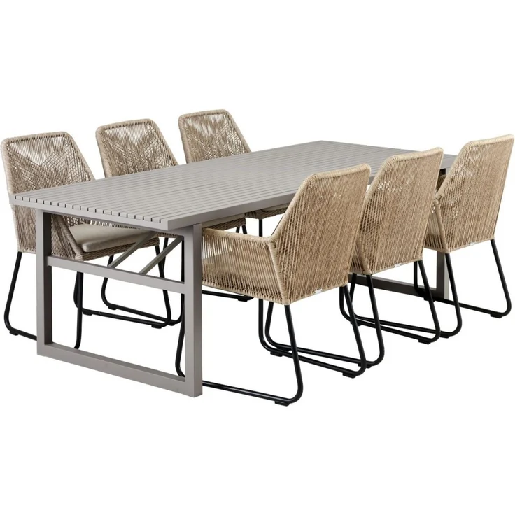 Gartenesstisch Vevi aus Aluminium, modern, beige, für 6–8 Personen, 230x95 cm – Bild 2