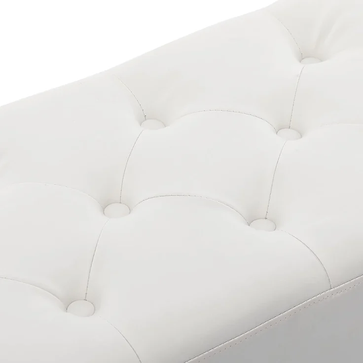 Duhome Sitzbank mit Knöpfen, Gepolstert Polsterbank Schuhbank mit Fußstütze Bettbank Sitzhocker für Eingangsbereich Wohnzimmer Schlafzimmer, Weiß – Bild 5
