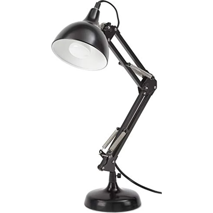 BRUBAKER Klassische Metall Schreibtischlampe, Leselampe mit höhenverstellbarem Gelenk-Arm, Schwarz, E14 bis 25 Watt – Bild 1