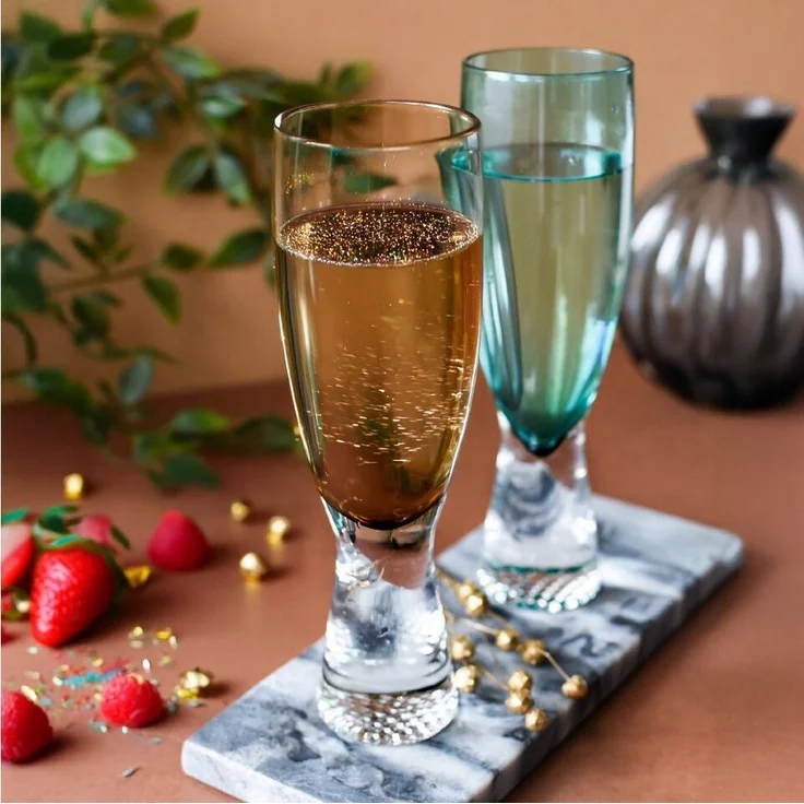 6 bunte Sektgläser 200ml auf Fuß Sektkelche Champagner Prosecco Sektglas – Bild 2