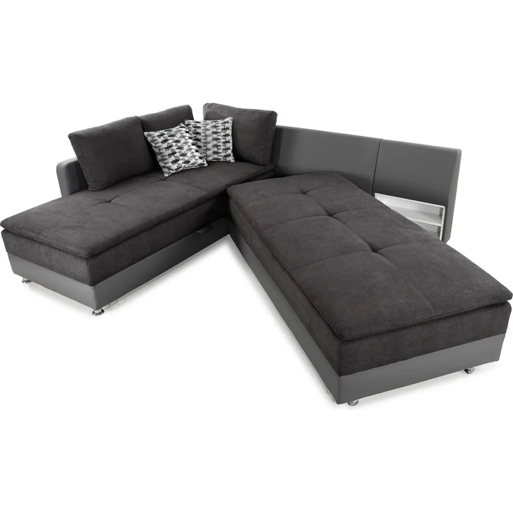 Ecksofa-Dauerschläfer Doppelbett Federkern Bettkasten Couch in Anthrazit Grau – Bild 7