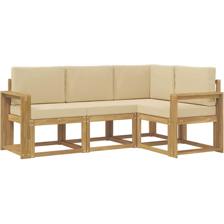 vidaXL Outdoor-Sofagarnitur 4 stk. 4-Sitzer Weiß und Beige 3387567 – Bild 2