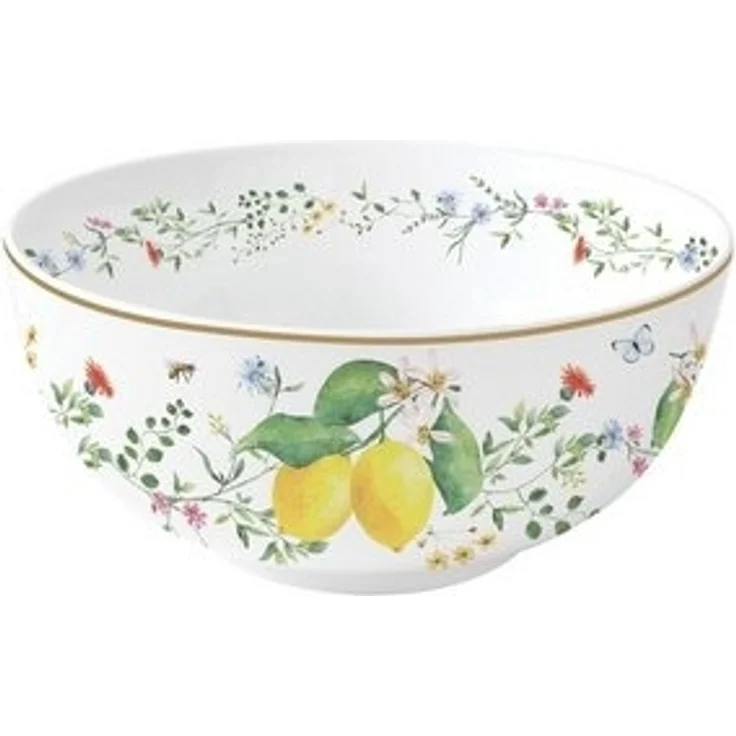 EasyLife Müslischale Fleurs et Citrons, Porzellan, Spülmaschinengeeignet, Mehrfarbig, Motiv: Zitronen – Bild 6