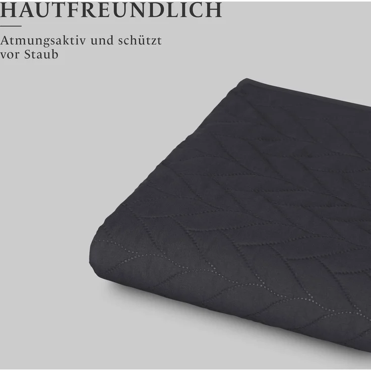 Tagesdecke ( Schwarz ) 220x240 cm mit wattierter Zwischenlage, Bettüberwurf - Überwurfdecke, Sommerdecke gesteppt - Steppdecke, Wendedecke – Bild 5