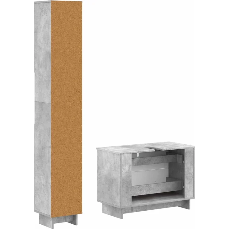 vidaXL 2-teiliges Badezimmer Schrank Set EDE Betongrau Holzwerkstoff 3417498 – Bild 5