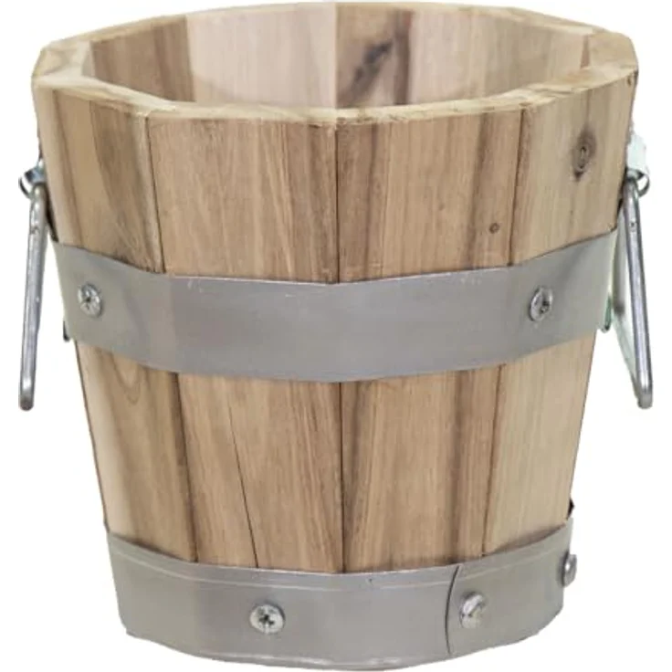 colourliving Pflanzkübel Pflanztopf rund mit Griffen, FSC Akazienholz, Blumenkästen aus Holz, integriertes Entwässerungsloch, metallverstärkte Konstruktion – Bild 2