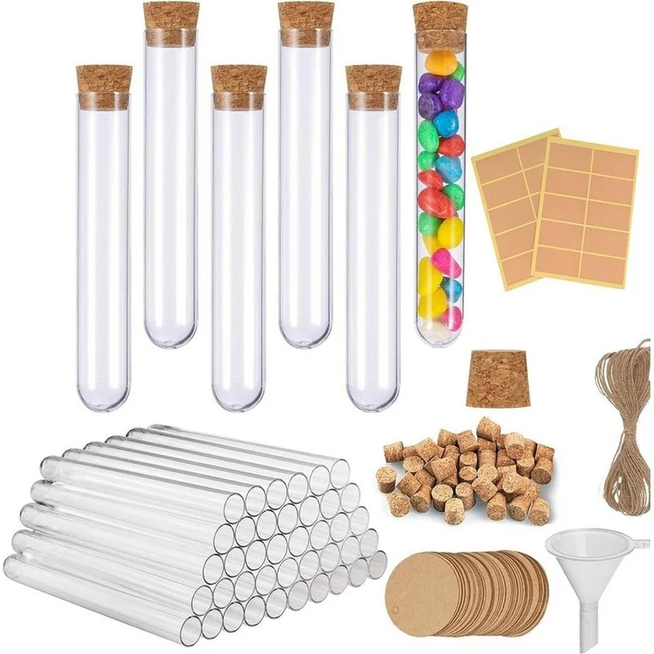 FELIXLEO Gläser-Set Reagenzgläser Kunststoff Transparent Mit Korken 18x105mm, 30-tlg. – Bild 1