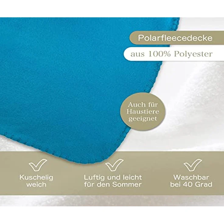 Wohndecke Polar-Fleece mit Antipilling, ca. 420g, 130x160 cm, KiGATEX, Ziersticheinfassung – Bild 3
