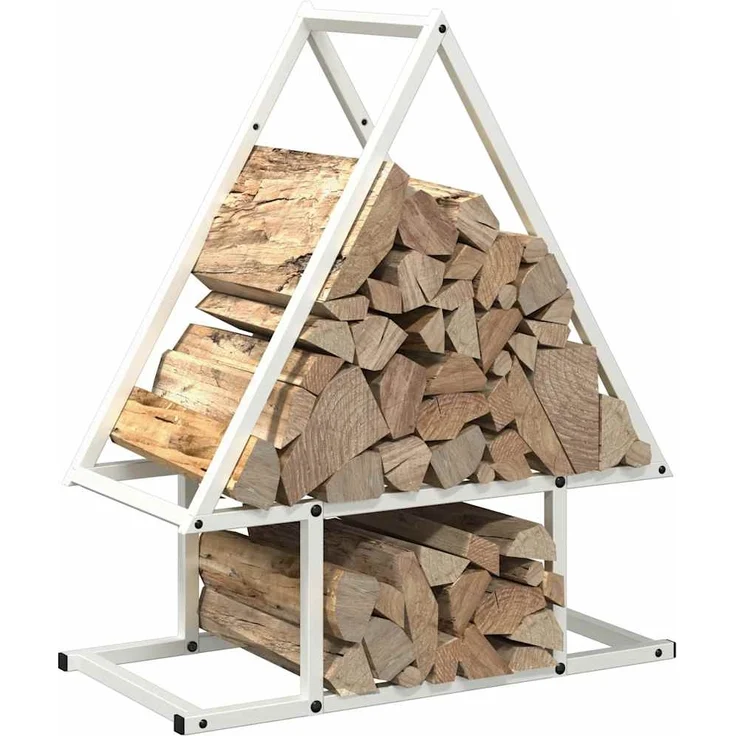 vidaXL Brennholzregal Weiß 50x25x60 cm Kaltgewalzter Stahl 864312 – Bild 3