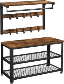 Vasagle Wandgarderobe, Schuhbank, Wandregal mit Ablage und 10 Haken