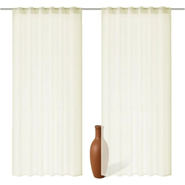 2er Set Schlaufenschal Voile creme 245cm transparent - Höhe (cm): 245, Farbe: Creme