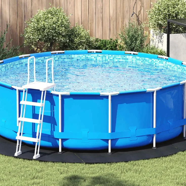 vidaXL Bodenfolie für Pools Ø 366 cm (2 mm) Rund Vliesstoff Schwarz 42009114